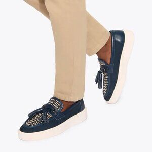 Kurt Geiger London Milibank Tassel Loafer Navy Leather Men's Sizes NEW Resort
